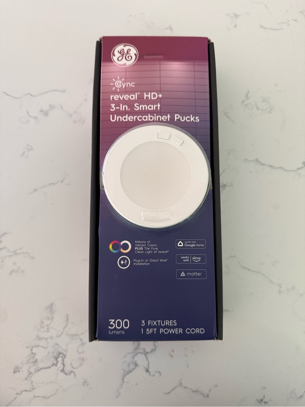 GE Cync reveal HD+ 3-In. Smart Undercabinet Pucks - White